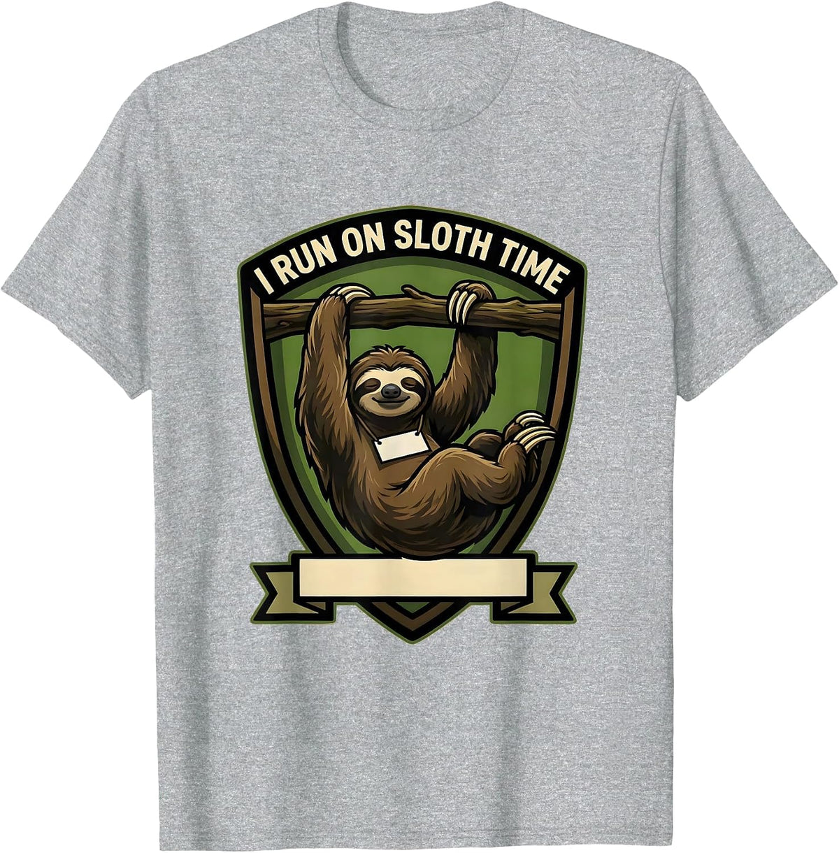Men's I Run On Sloth Time Funny Sloth Lover Animal Humor T-Shirt - Heather Grey