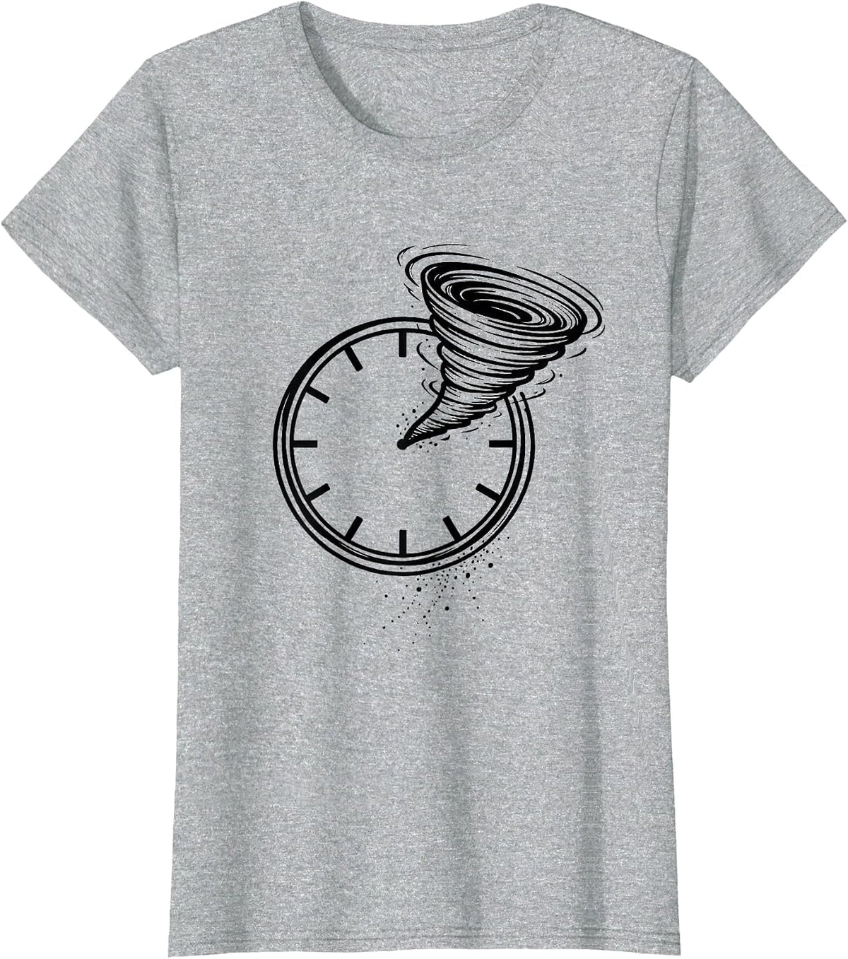 Women's Tornado Clock Line Art Storm Chaser Weather Enthusiast T-Shirt - Heather Grey