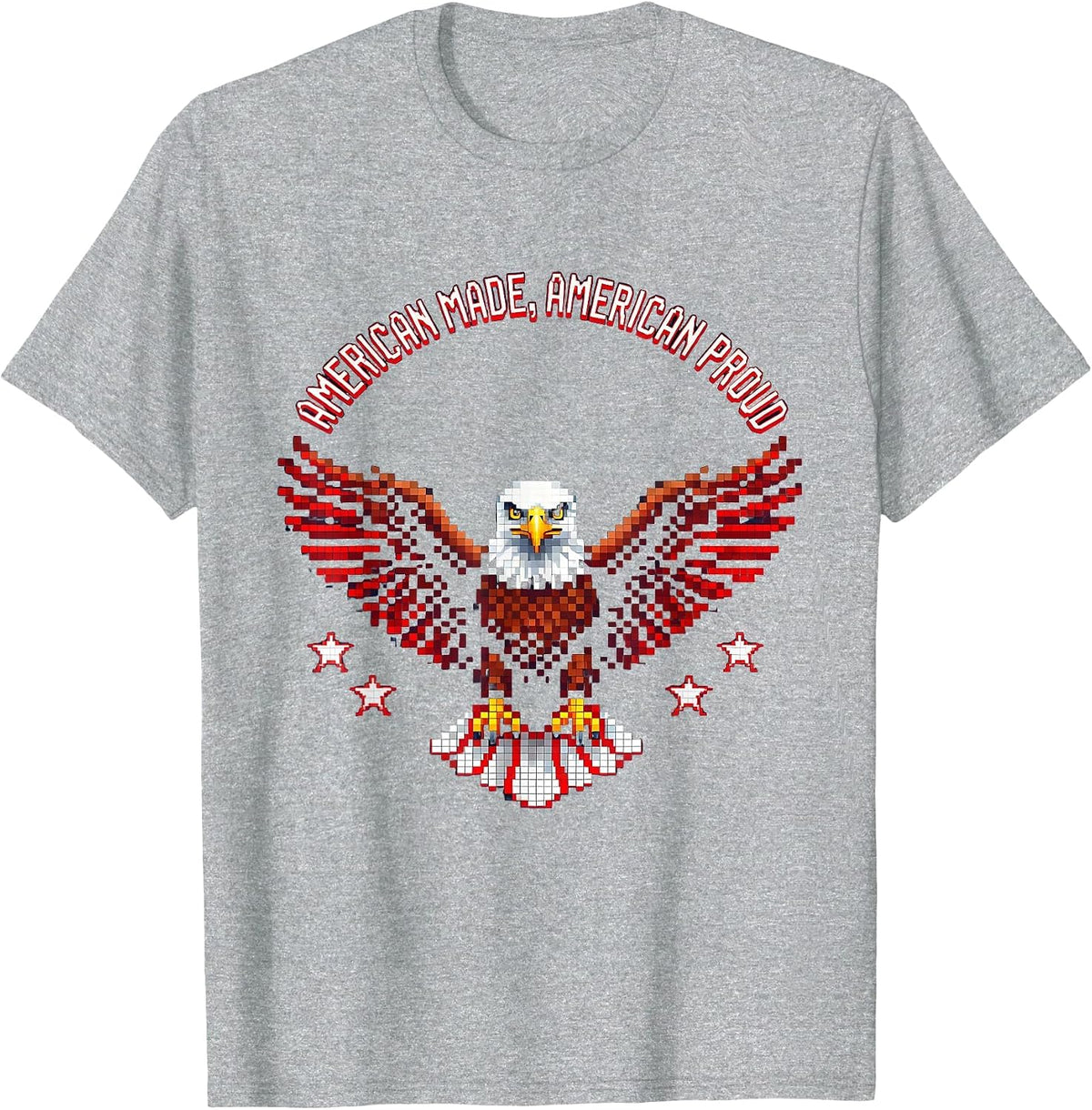 Men's American Made American Proud Patriotic Design T-Shirt - Heather Grey