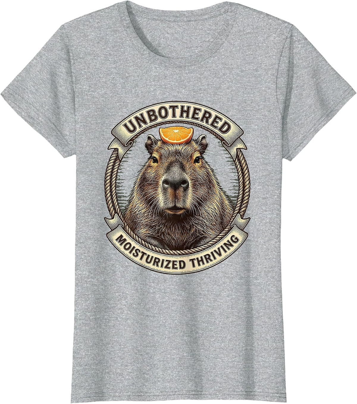 Unbothered Moisturized Thriving Capybara Design T-Shirt - Heather Grey