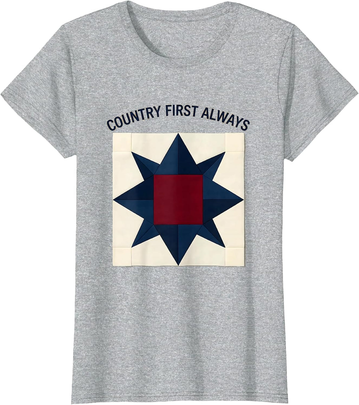Women's Country First Always Conservative Patriot Design T-Shirt - Heather Grey