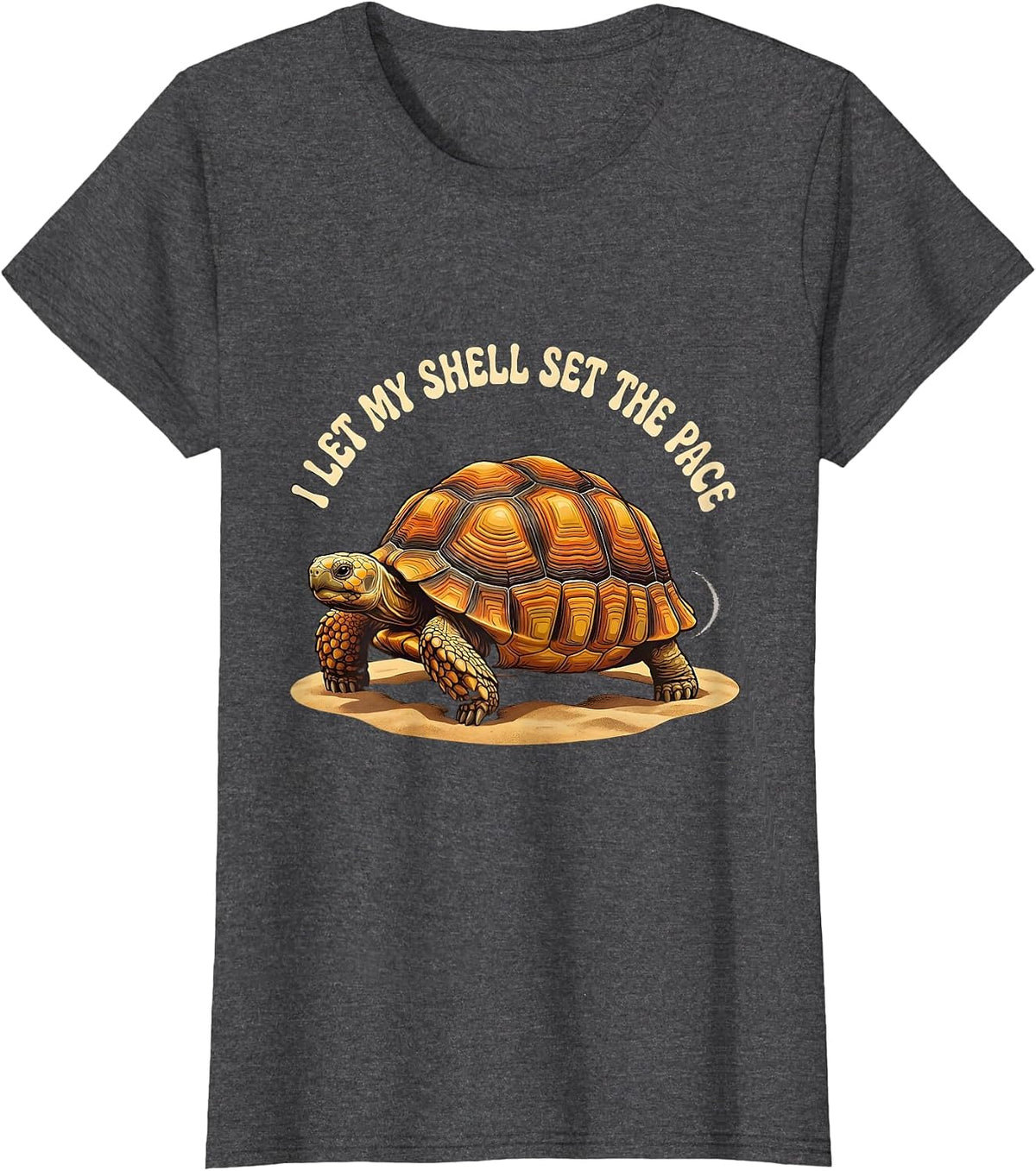 Women's I Let My Shell Set The Pace Retro 70s Sea Turtle Lover T-Shirt - Dark Heather Grey