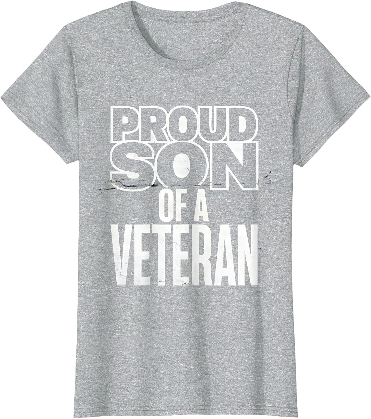 Proud Son of a Veteran Patriotic Military Family Tribute T-Shirt - Heather Grey