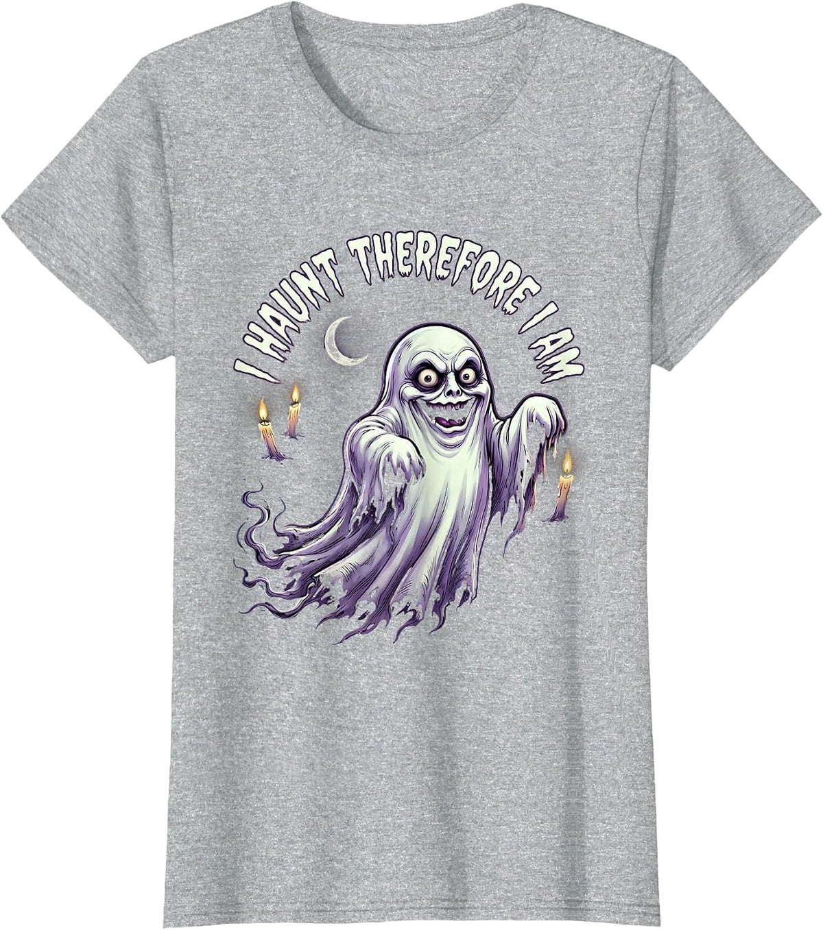 I Haunt Therefore I Am Ghost Philosophy Design T-Shirt - Heather Grey