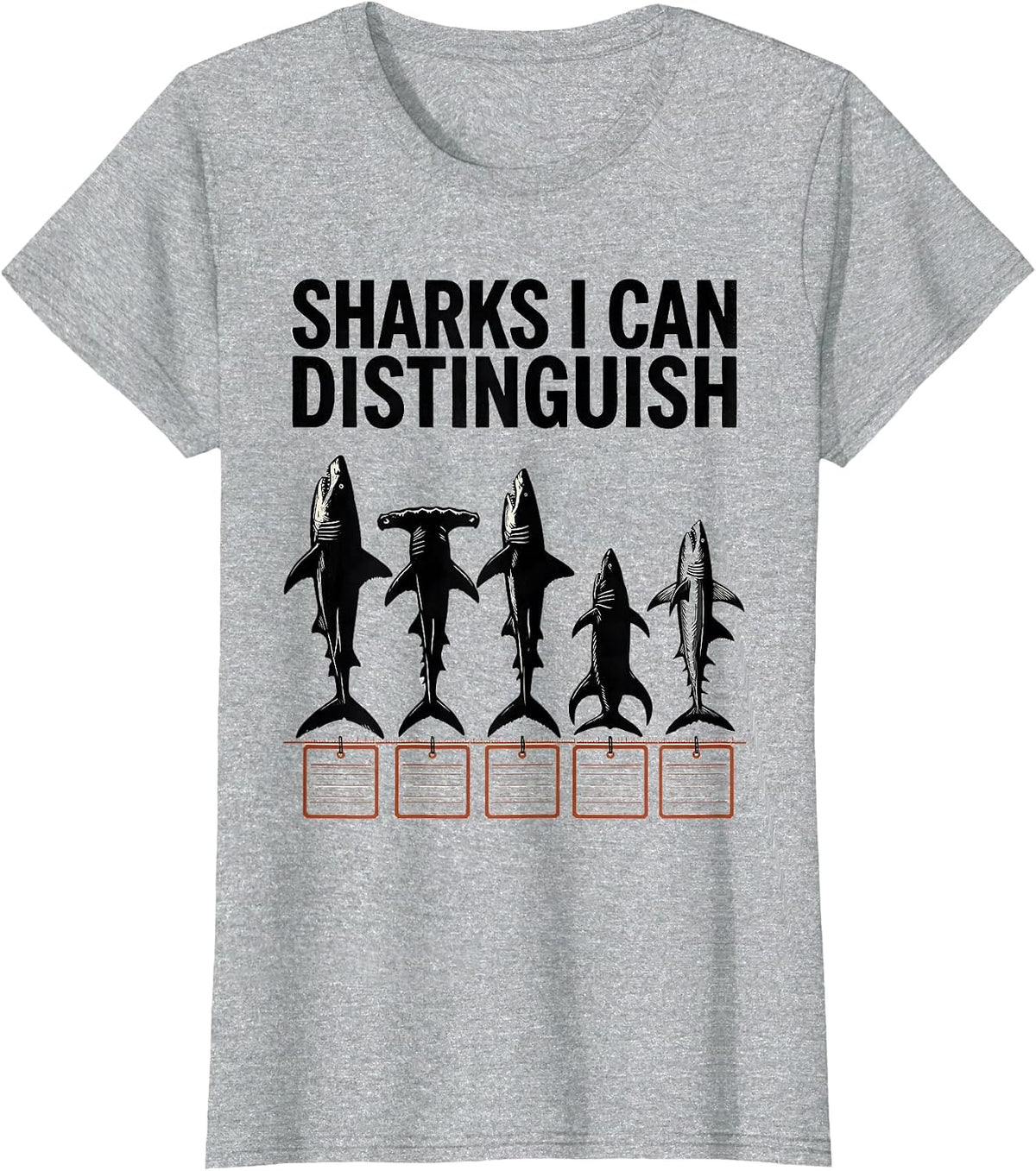 Sharks I Can Distinguish Linocut Marine Biology Enthusiast T-Shirt - Heather Grey