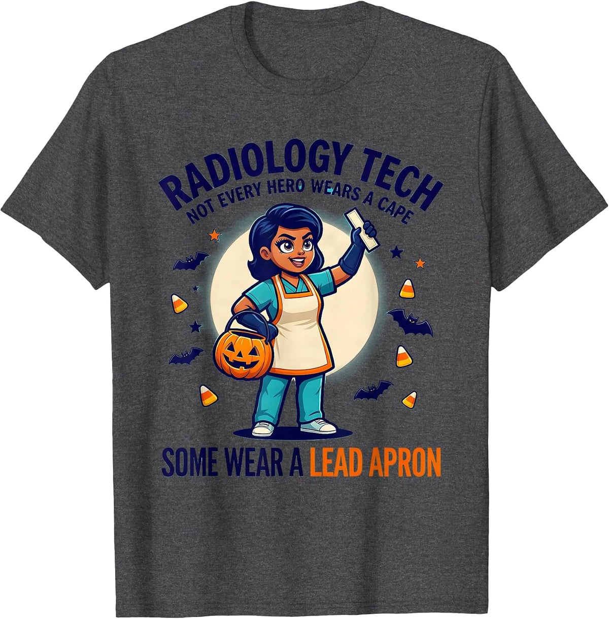 Men's Radiology Tech Hero Halloween Cartoon T-Shirt - Dark Heather Grey