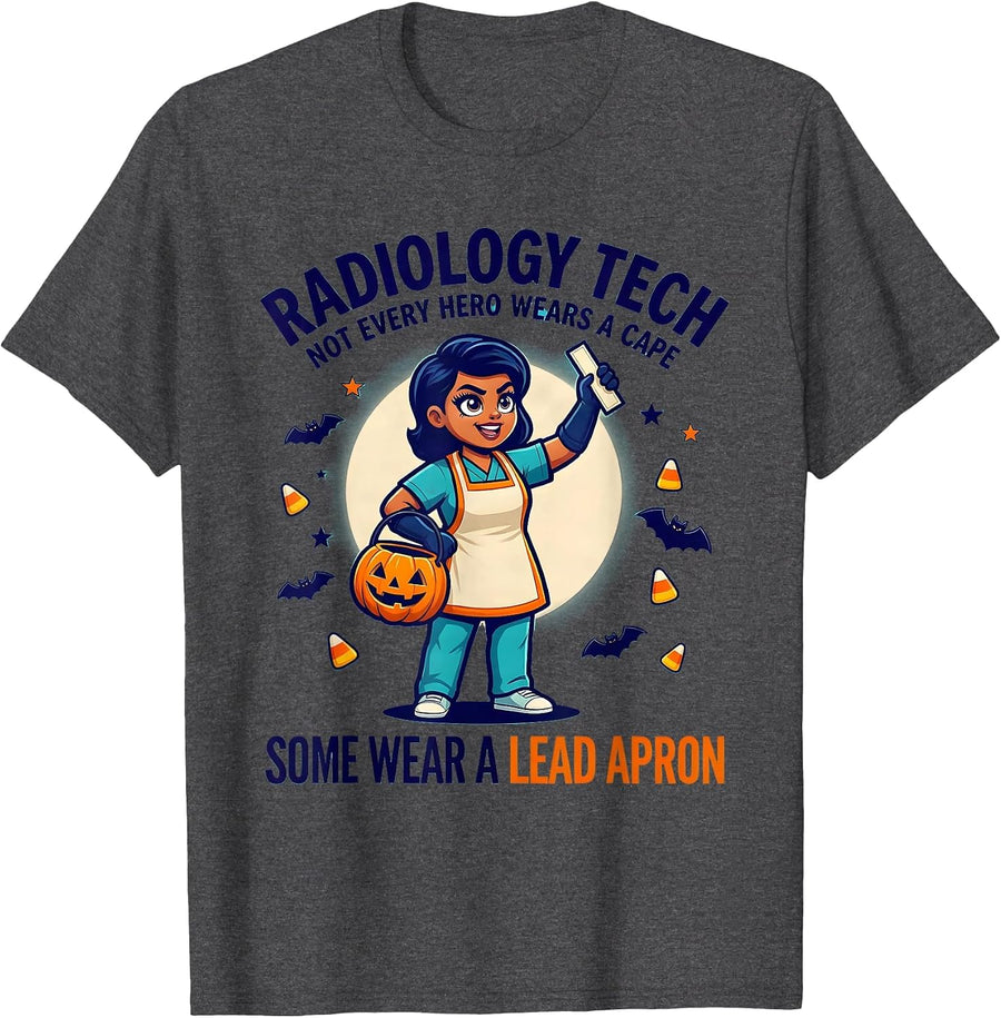 Men's Radiology Tech Hero Halloween Cartoon T-Shirt - Dark Heather Grey