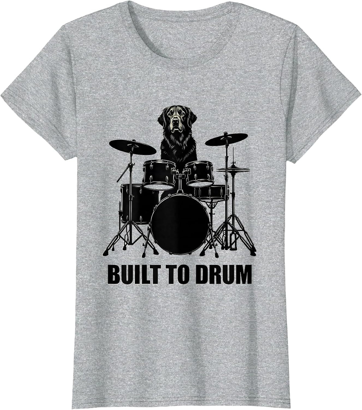 Built To Drum Funny Music Dog Drummer Graphic T-Shirt - Heather Grey
