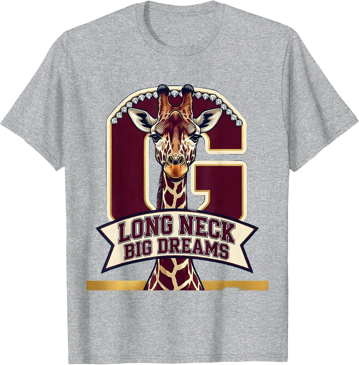 Men's Long Neck Big Dreams Giraffe Graphic Design T-Shirt - Heather Grey