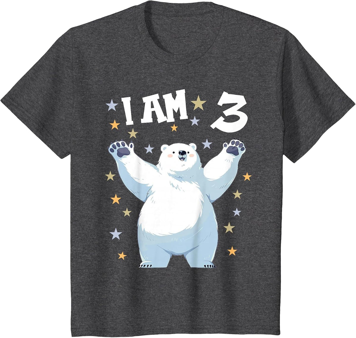 Kids 3 Years Old 3 Birthday Polar Bears Boy Girl Polar Bear T-Shirt - Dark Heather Grey