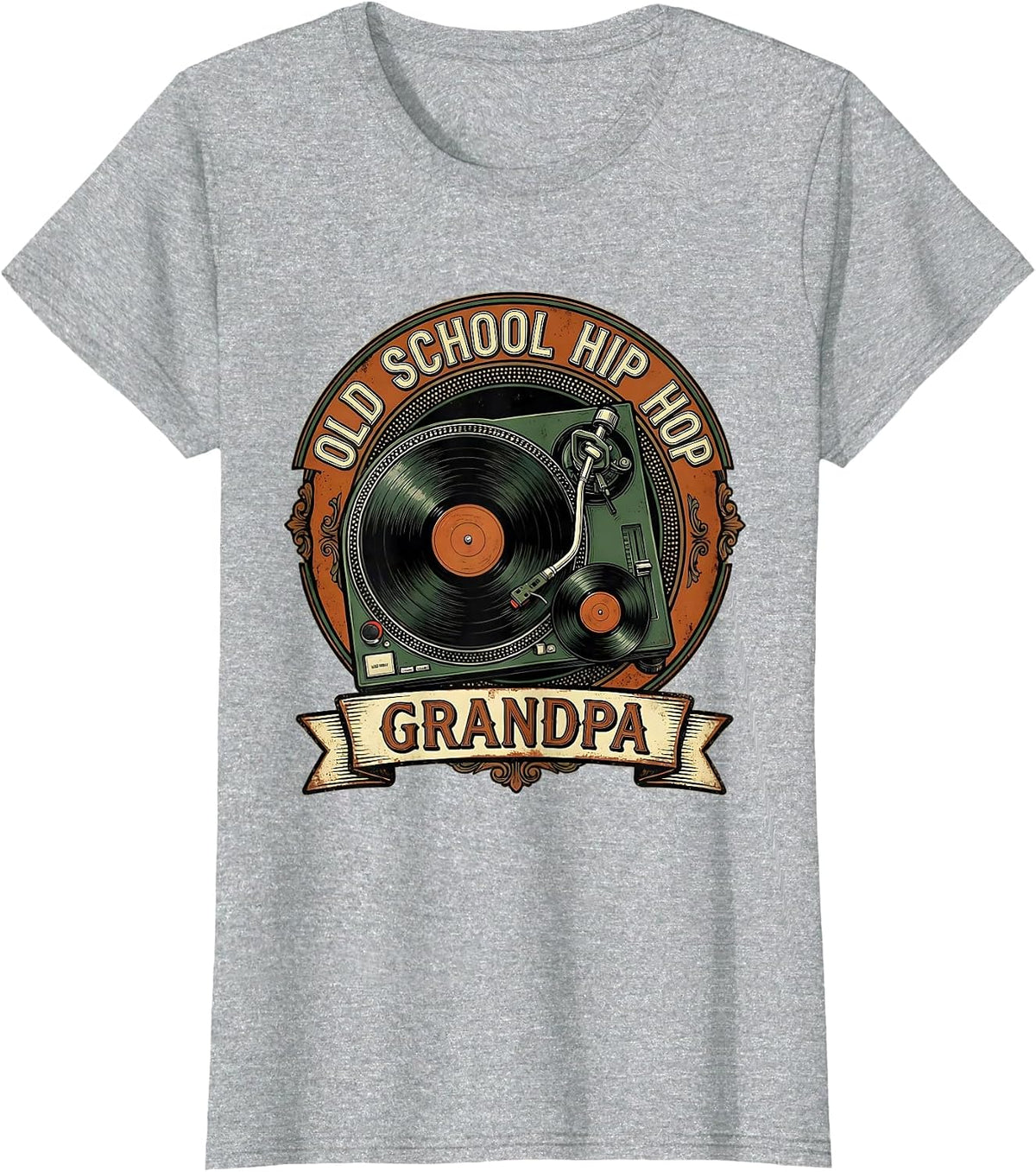 Women's Old School Hip Hop Grandpa Vintage Retro DJ Rap Music T-Shirt - Heather Grey