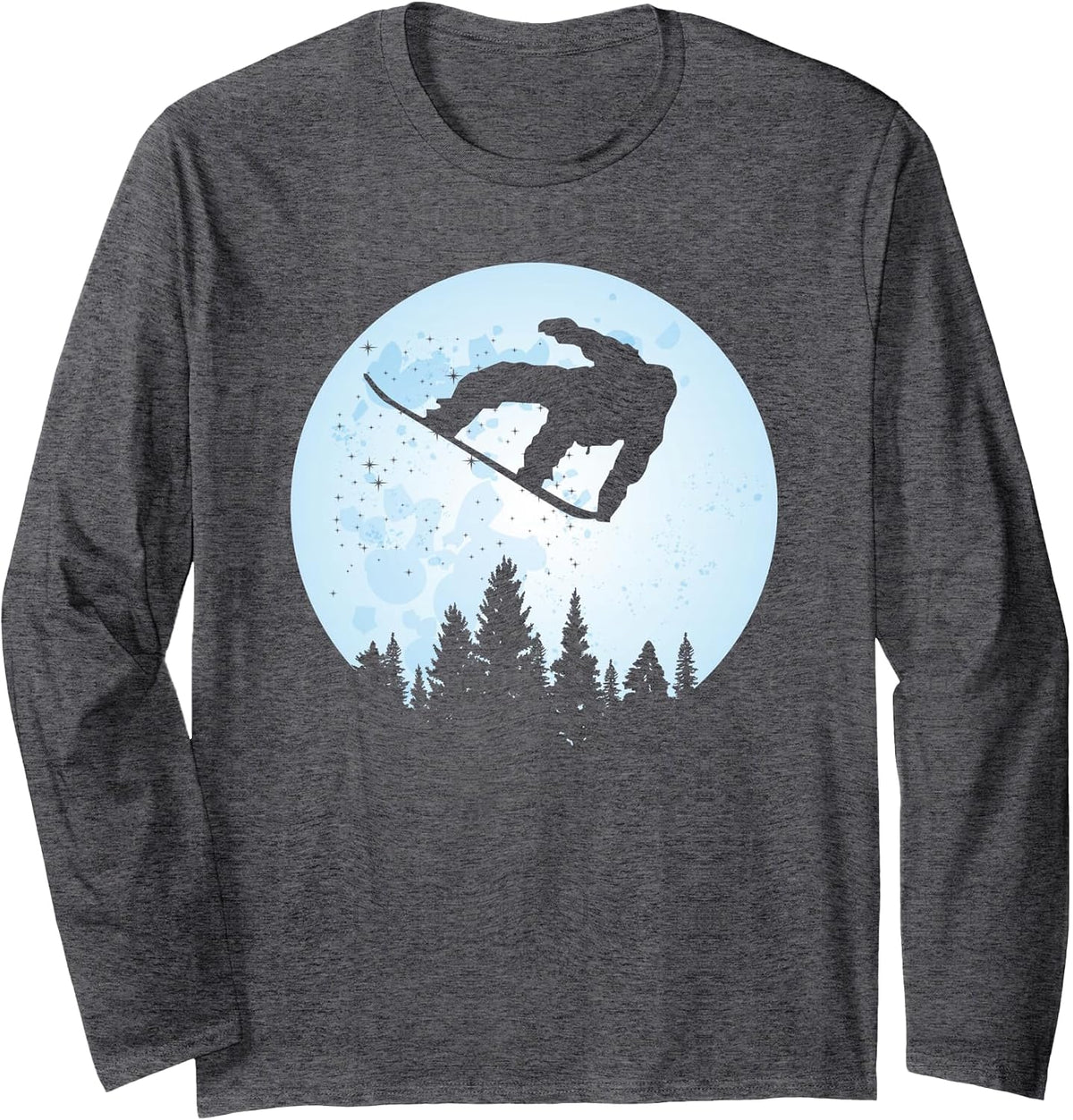 Snowboard Bigfoot Ski T-Shirt Funny Sasquatch Skiing LS - Adult Unisex Dark Heather Grey