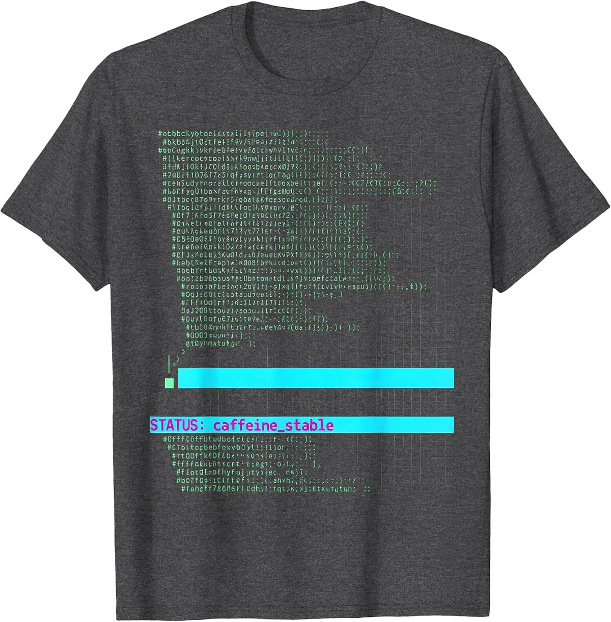 STATUS: caffeine_stable Funny Programmer Nerd Developer T-Shirt - Dark Heather Grey