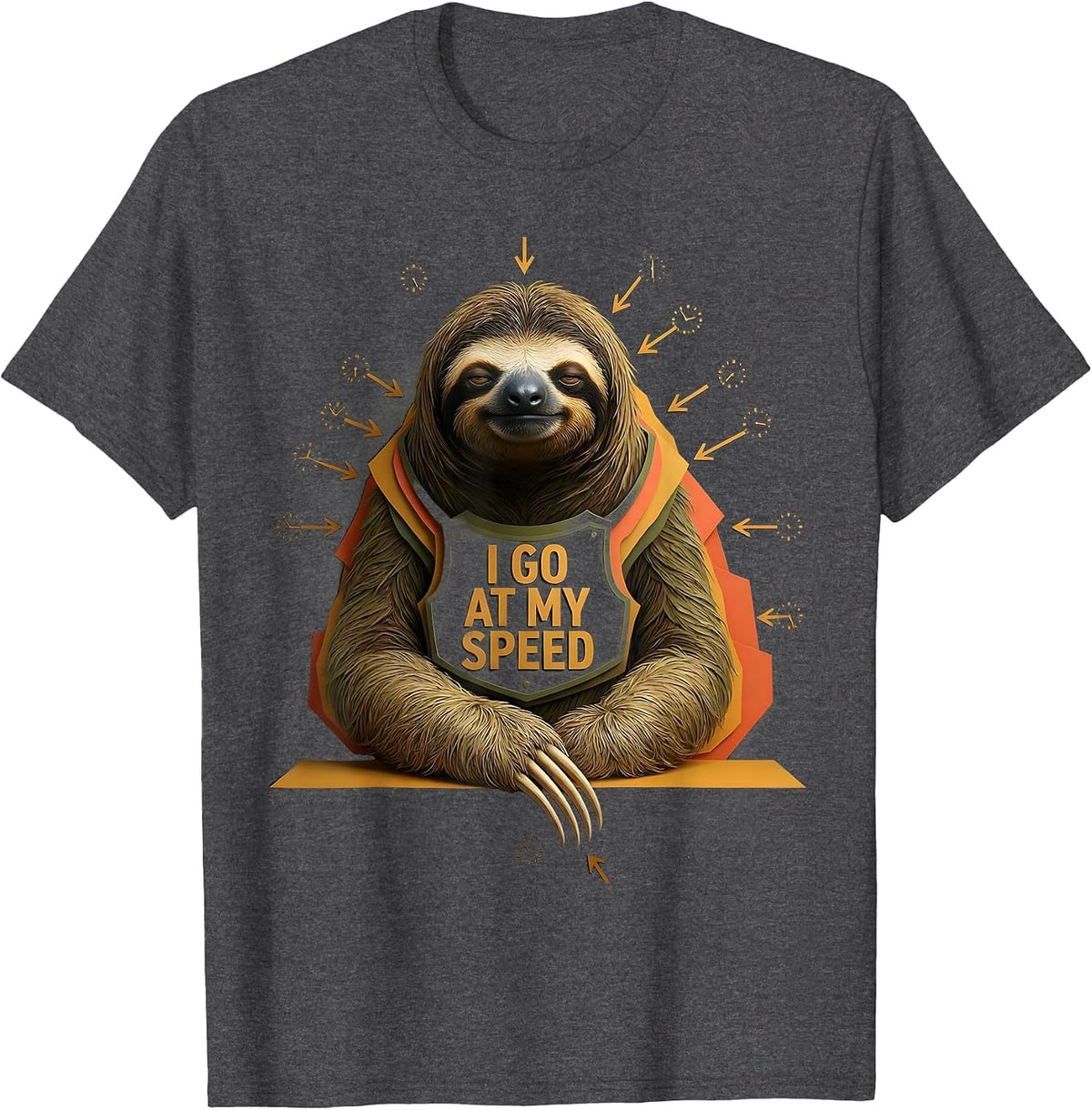 Men's I Go At My Speed Funny Sloth Lover Animal Humor Gift T-Shirt - Dark Heather Grey