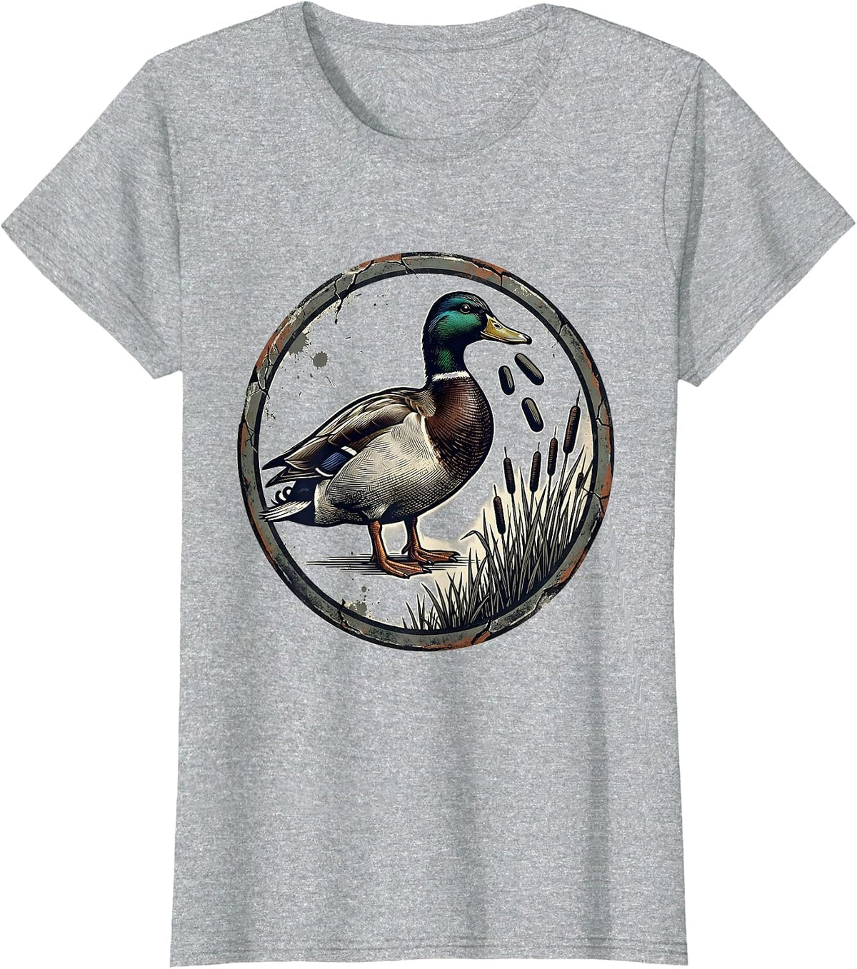 Unimpressed Mallard Distressed Duck Hunter Humor T-Shirt - Heather Grey