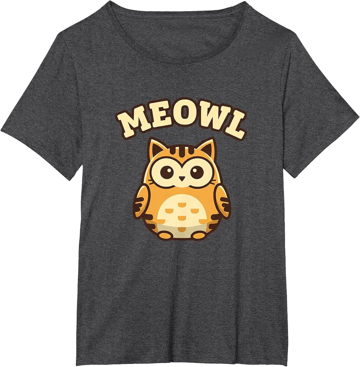 Bird Meowl Cat-Owl Meme Funny Cursed Brainrot Design T-Shirt - Dark Heather Grey