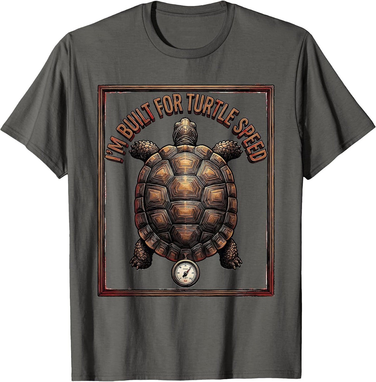 Men's I’m Built For Turtle Speed Funny Turtle Lover Wood Type T-Shirt - Asphalt Grey