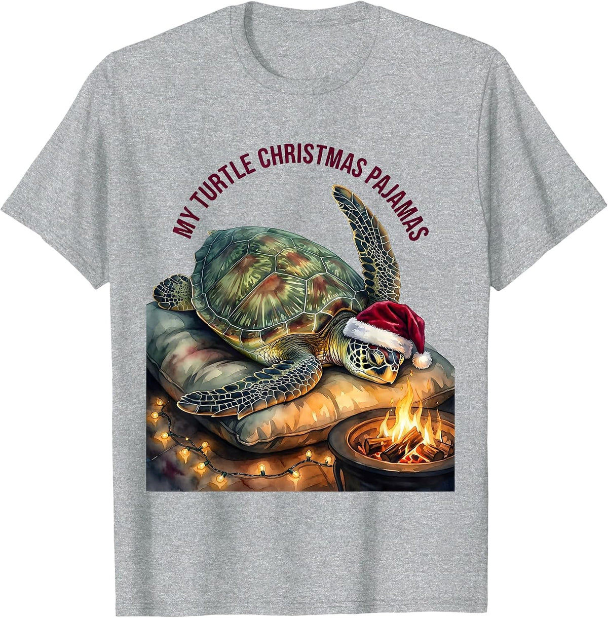 Men's My Turtle Christmas Pajamas Whimsical Holiday Sea Turtle T-Shirt - Heather Grey