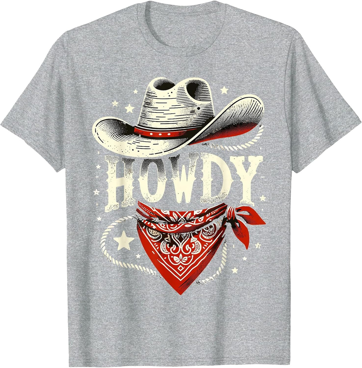 Howdy Cowboy Hat Western Rodeo T-Shirt - Heather Grey