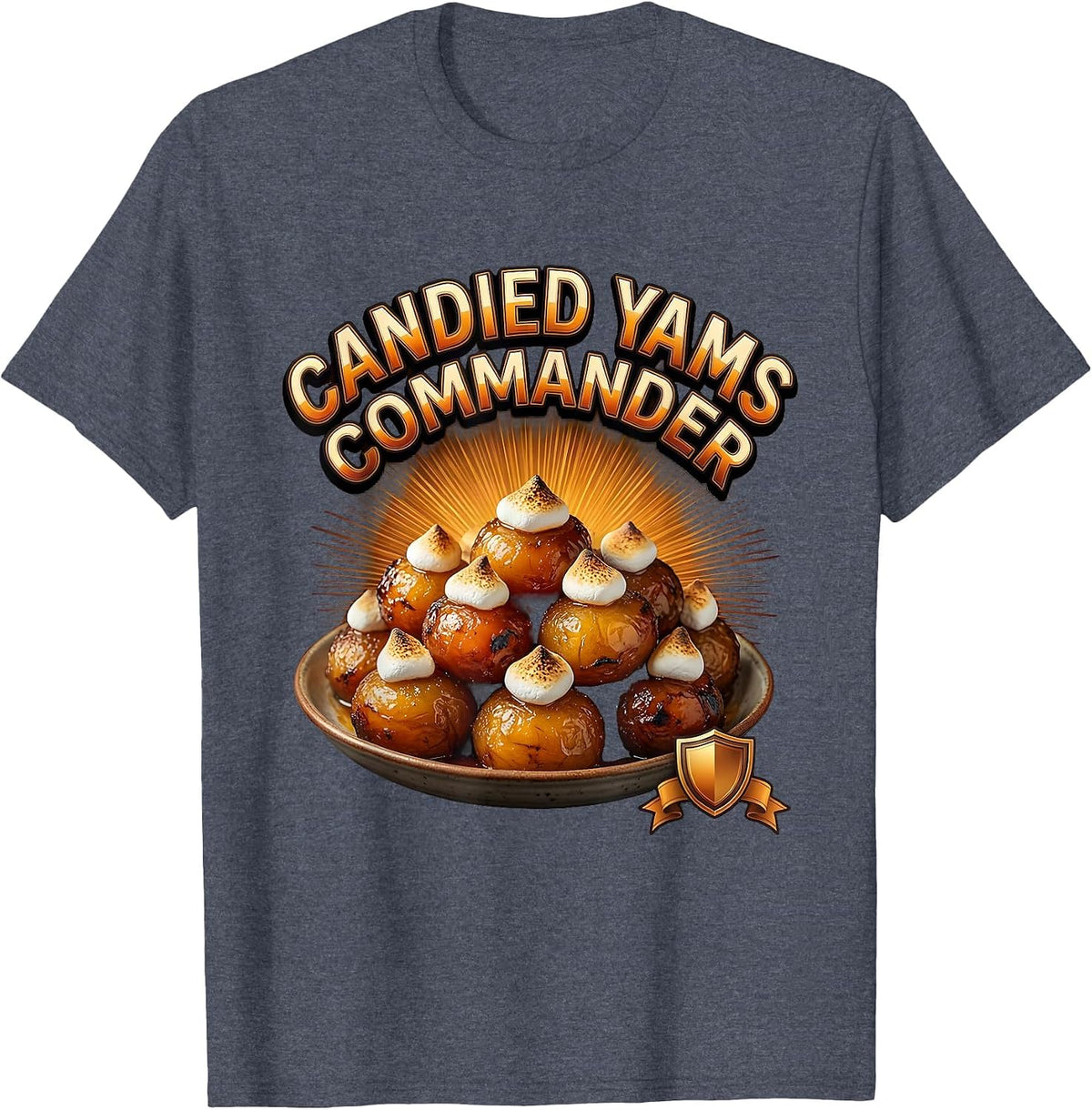 Candied Yams Commander Bootleg 90's Rap Rock Vintage Funny T-Shirt - Heather Blue