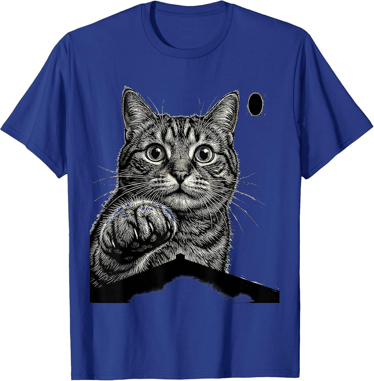 Men's Startled Tabby Cat UFO Alien Funny Novelty Gift T-Shirt - Royal Blue