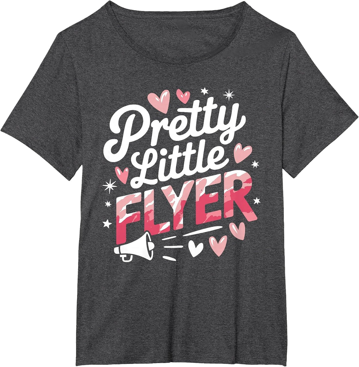 Pretty Little Flyer, Cheering Cheerleader Cheerleading T-Shirt - Dark Heather Grey