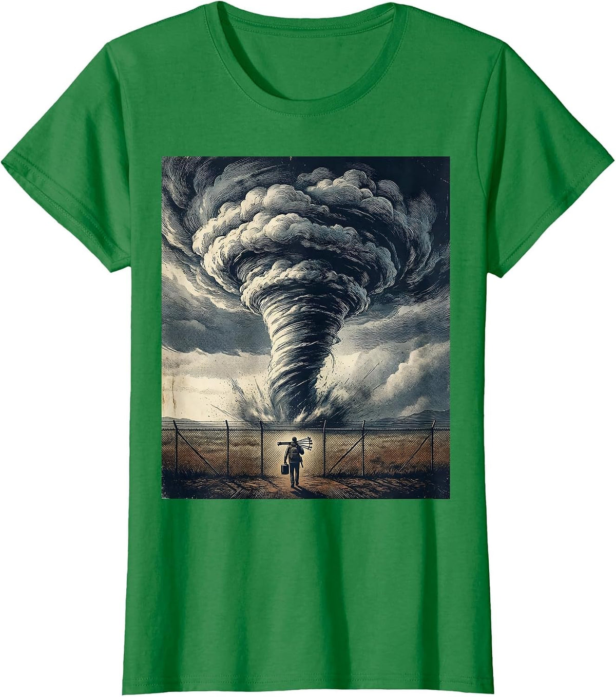 Wedge Funnel Storm Chaser Meteorology Vintage T-Shirt - Kelly Green