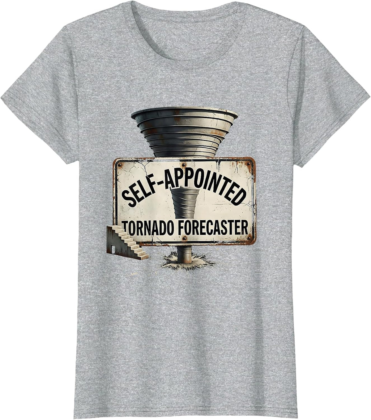 Self-Appointed Tornado Forecaster Distressed Storm Chaser T-Shirt - Heather Grey