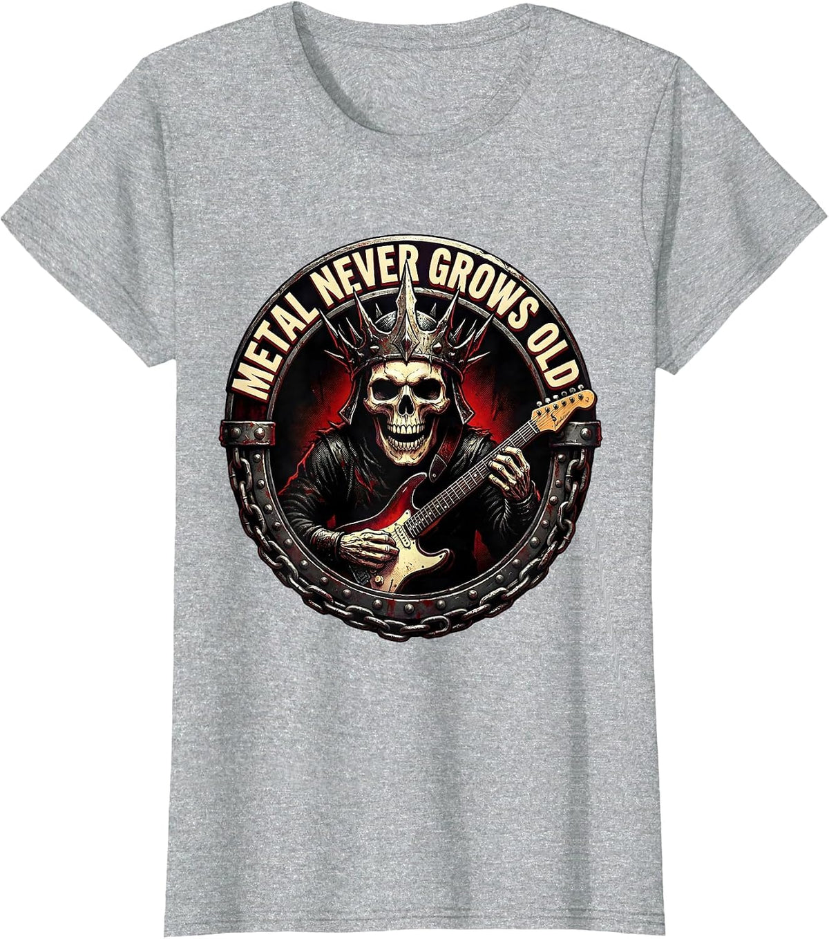 Metal Never Grows Old Rock Music Band Design T-Shirt - Heather Grey