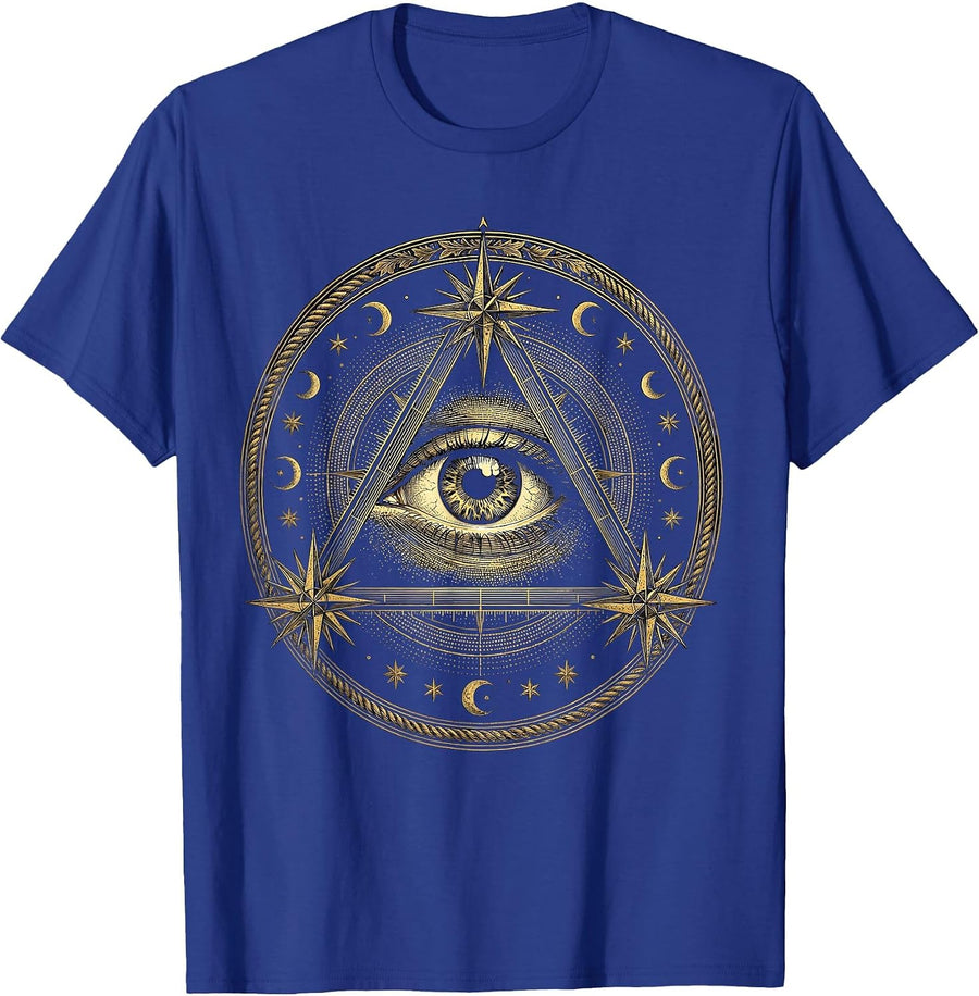 Renaissance Eye Within Triangle Graphic T-Shirt - Royal Blue