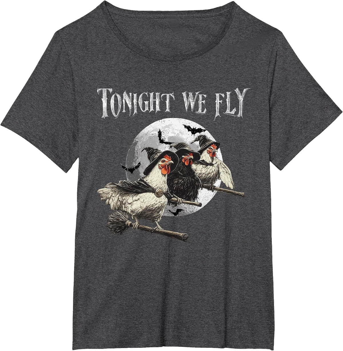 Tonight We Fly Funny Chicken Halloween Costume Spooky Season T-Shirt - Dark Heather Grey