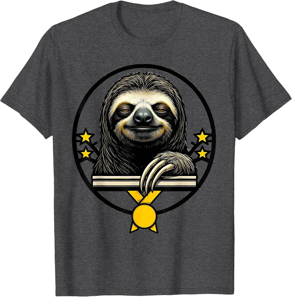 Men's Sloth Stencil Funny Sloth Lover Gift T-Shirt - Dark Heather Grey