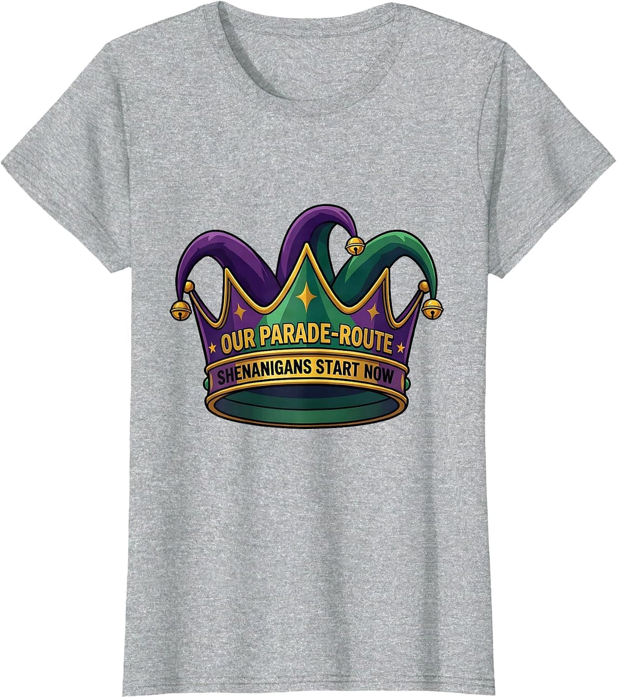 Women's Our Parade-Route Shenanigans Start Now Mardi Gras Carnival T-Shirt - Heather Grey