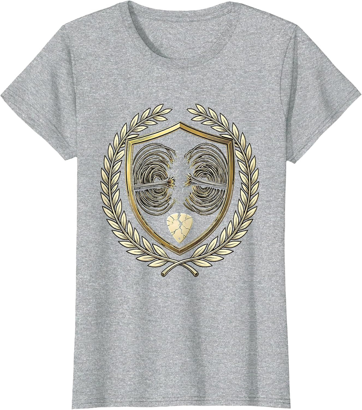 Broken Guitar String Dramatic Spiral Art T-Shirt - Heather Grey