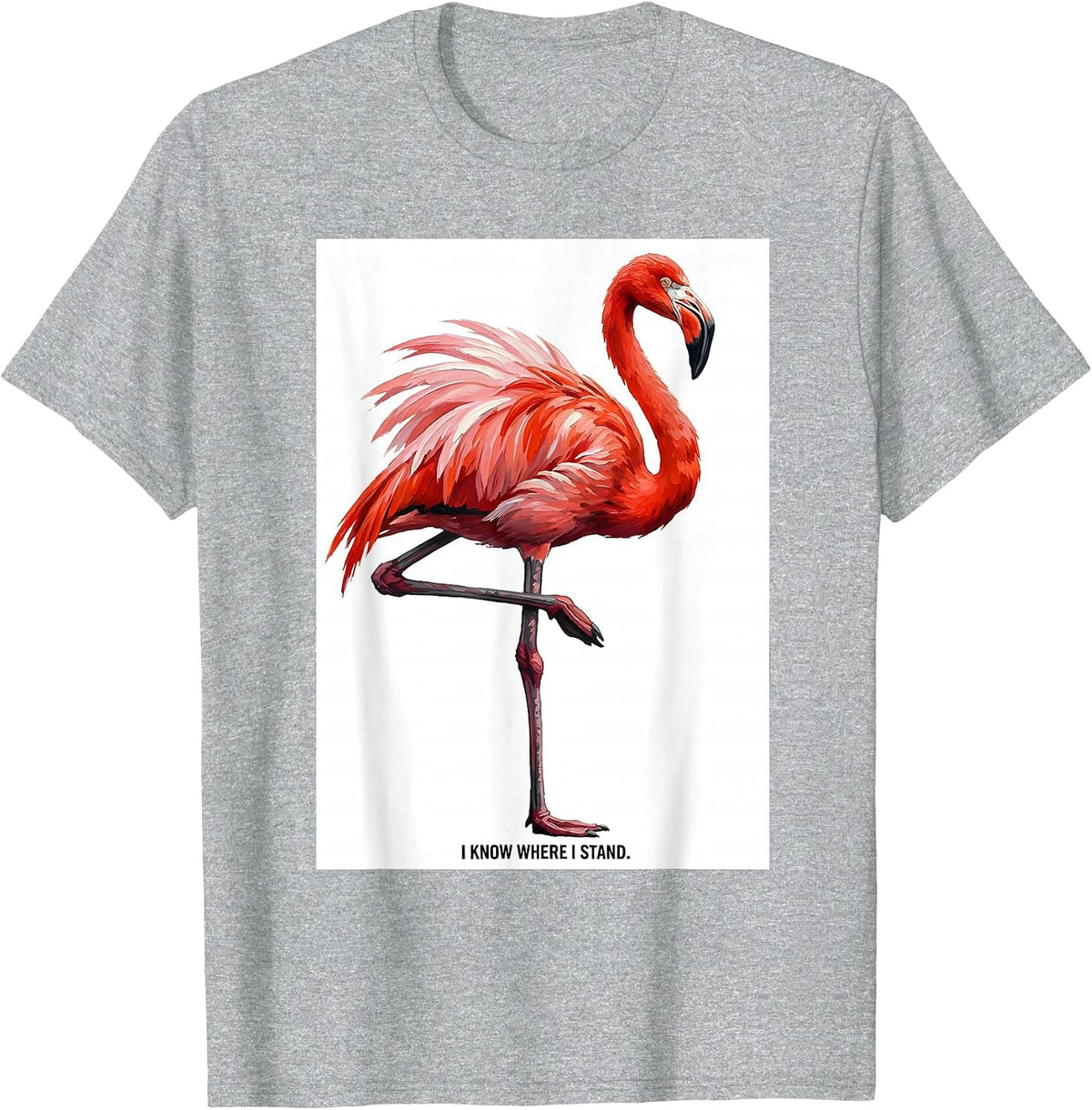 Men's I Know Where I Stand Flamingo Humor Novelty Bird Lover Gift T-Shirt - Heather Grey
