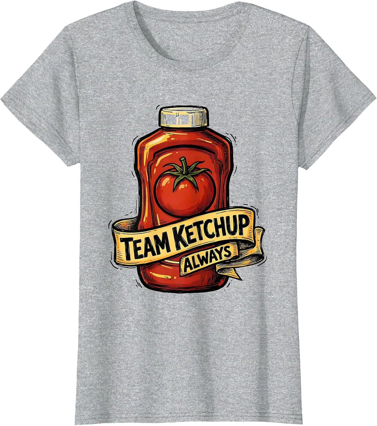 Team Ketchup Always Condiment Lover Design T-Shirt - Heather Grey