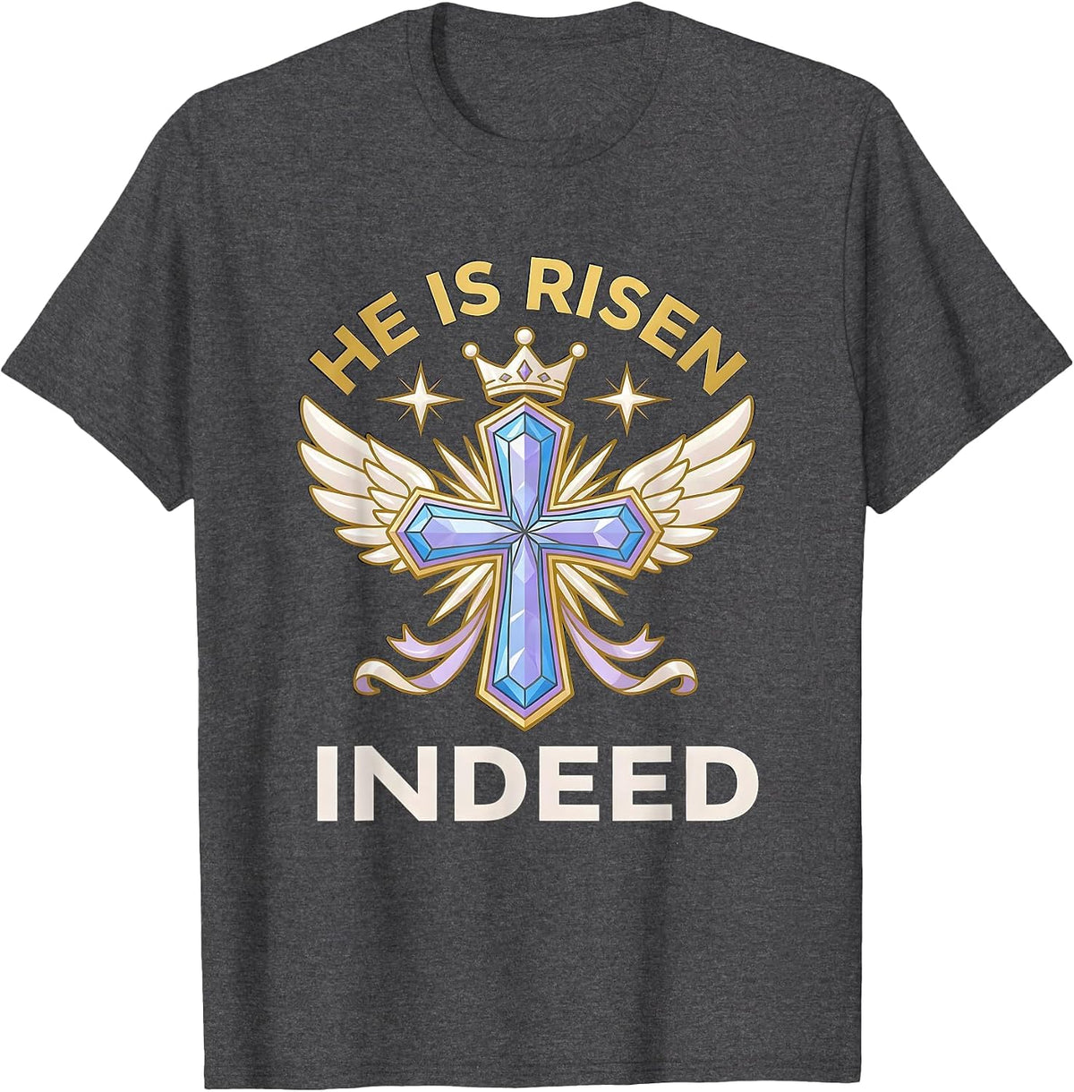 He Is Risen Indeed Easter Faith Design T-Shirt - Dark Heather Grey