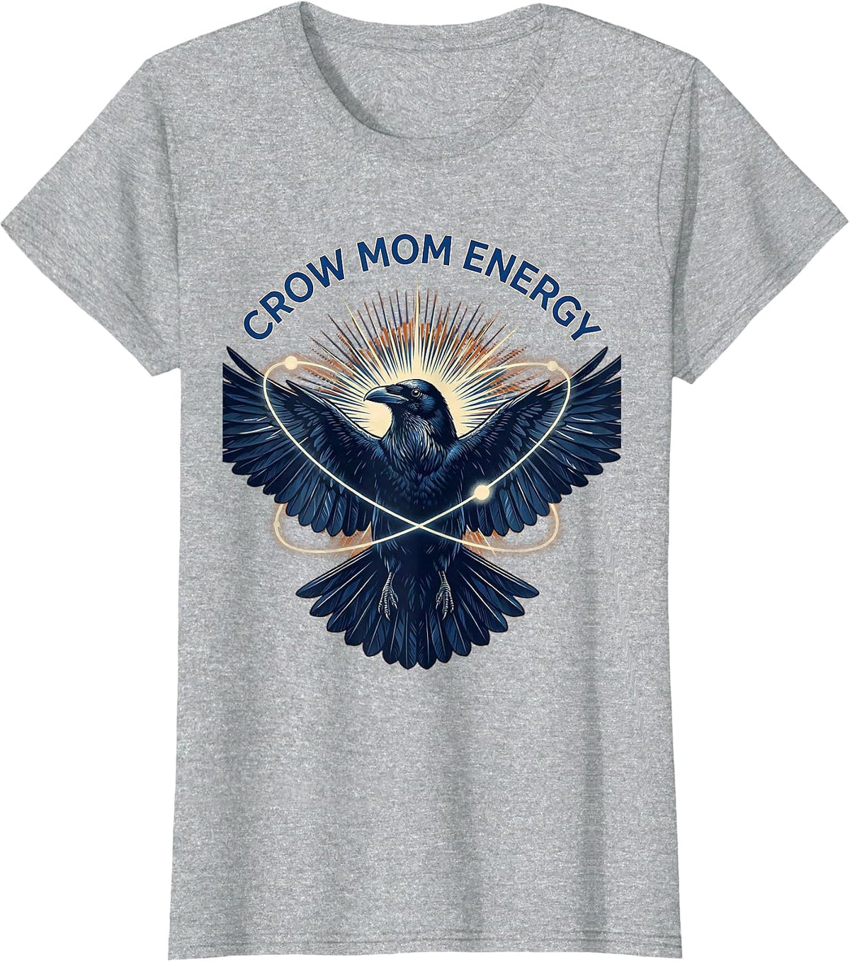 Crow Mom Energy Bold Crow Lover Design T-Shirt - Heather Grey