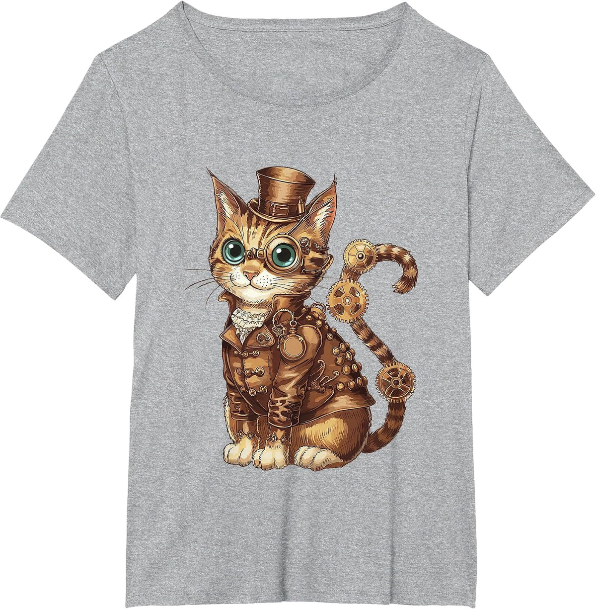 Steampunk Cat Steampunk Art Cat Lover T-Shirt - Heather Grey