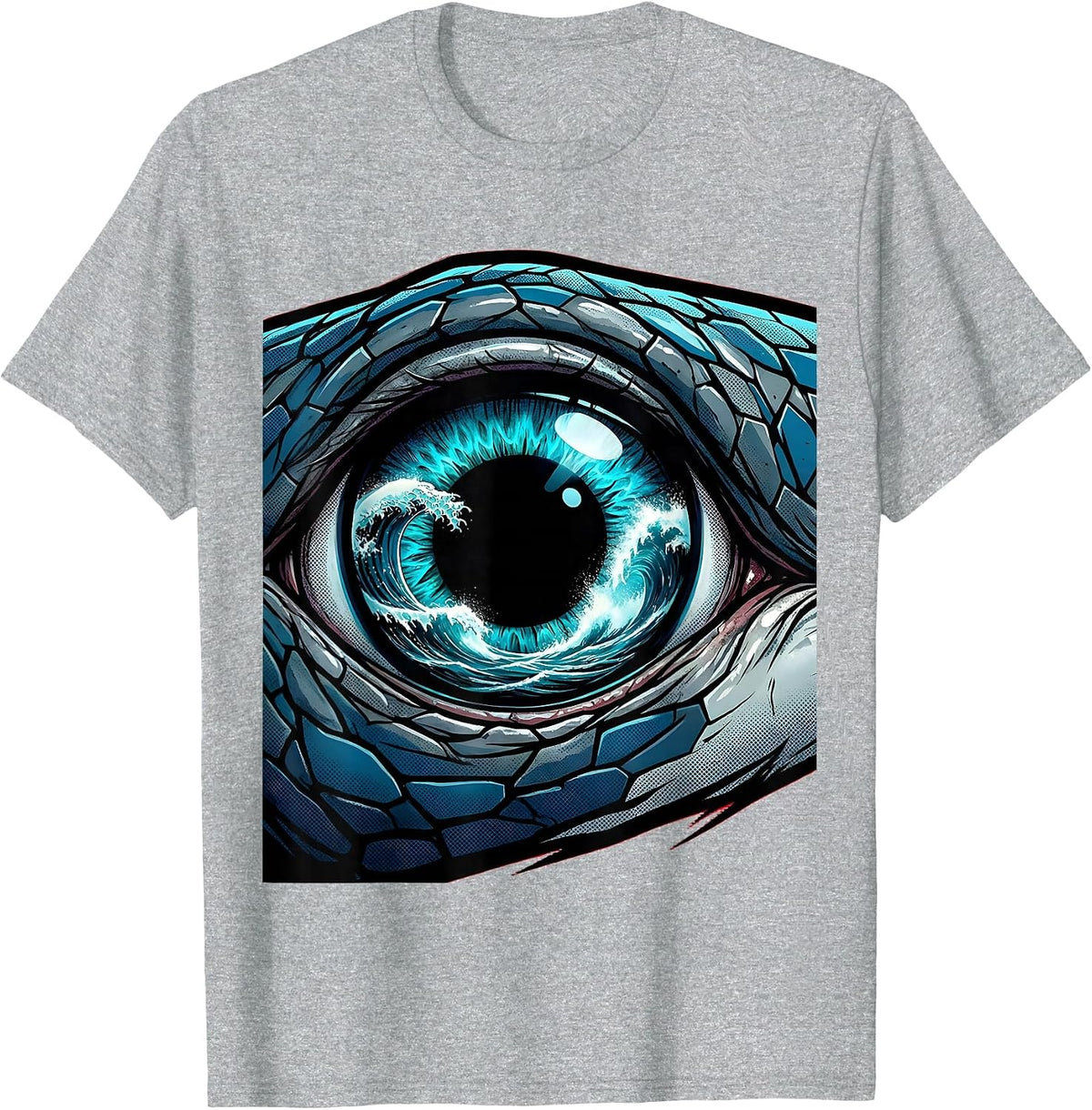 Men's Shark Eye Close-Up With Ocean Reflection Art T-Shirt - Heather Grey