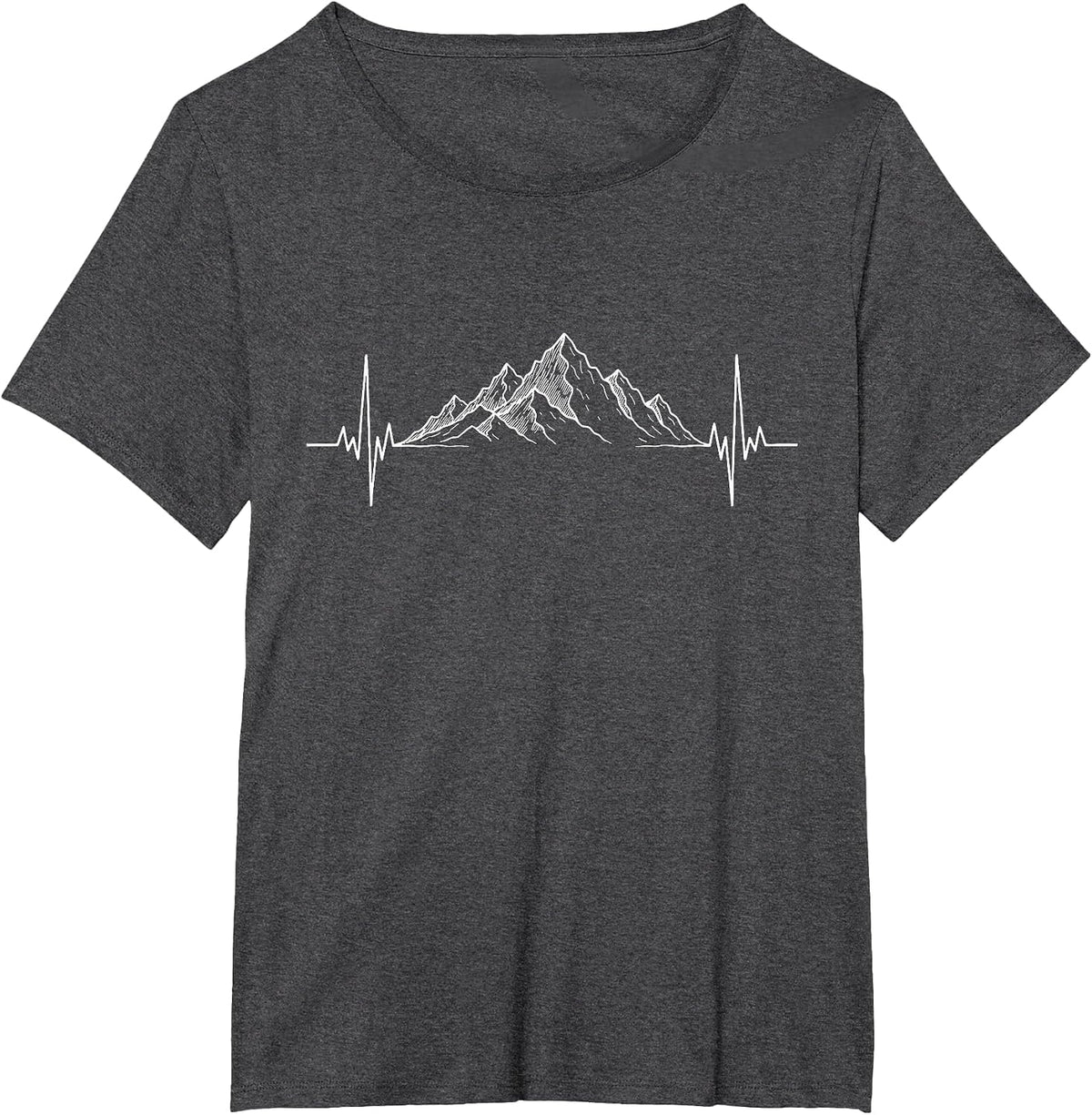 Hiking Heartbeat Mountain Adventure Outdoors Hiker T-Shirt - Dark Heather Grey