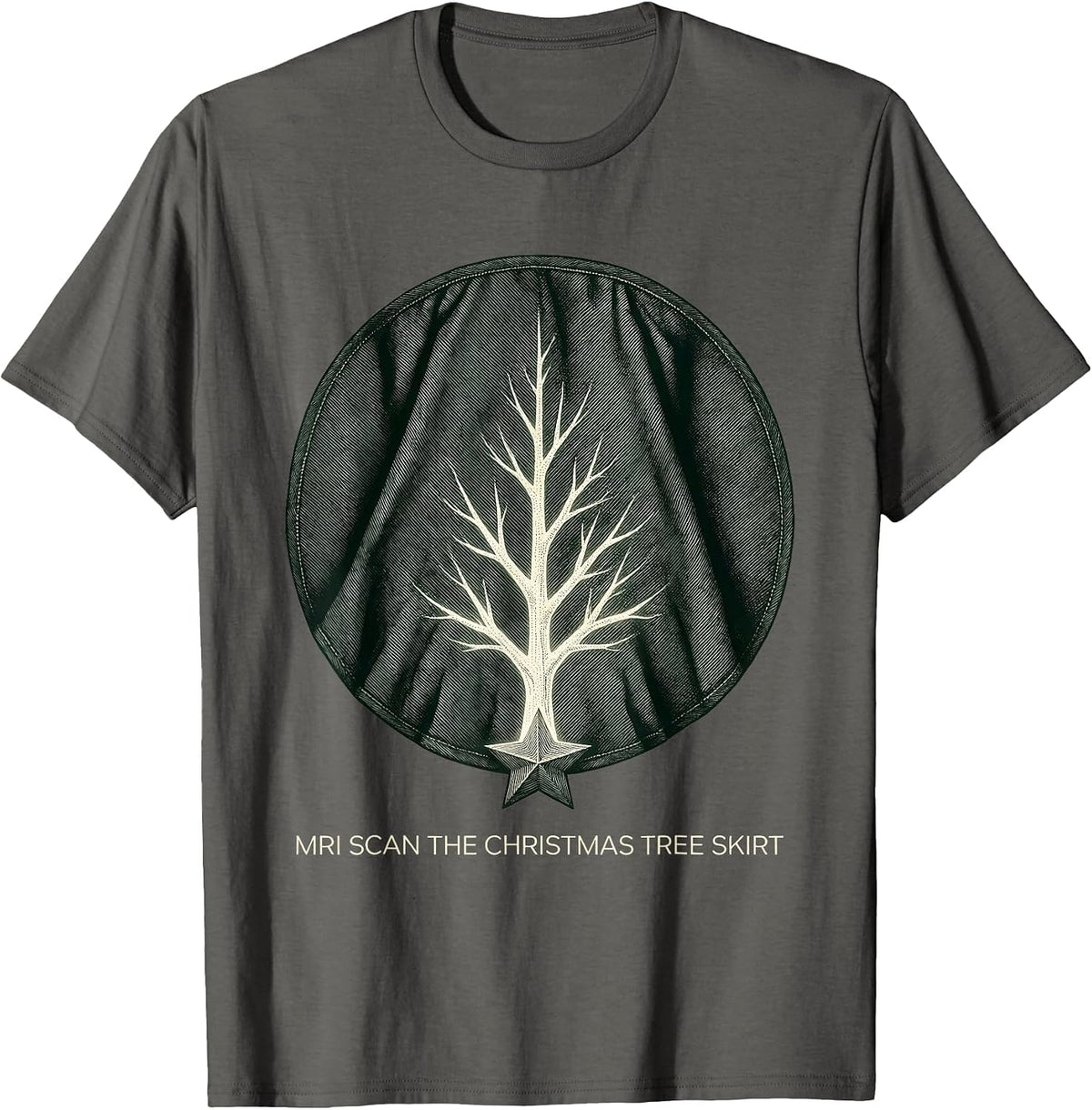 Men's MRI Scan The Christmas Tree Skirt Radiology Tech Holiday T-Shirt - Asphalt Grey
