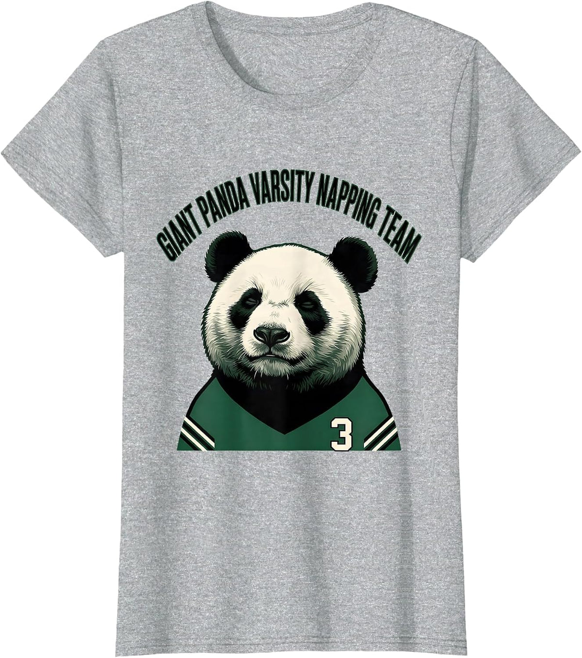 Giant Panda Varsity Napping Team Funny Animal Humor T-Shirt - Heather Grey
