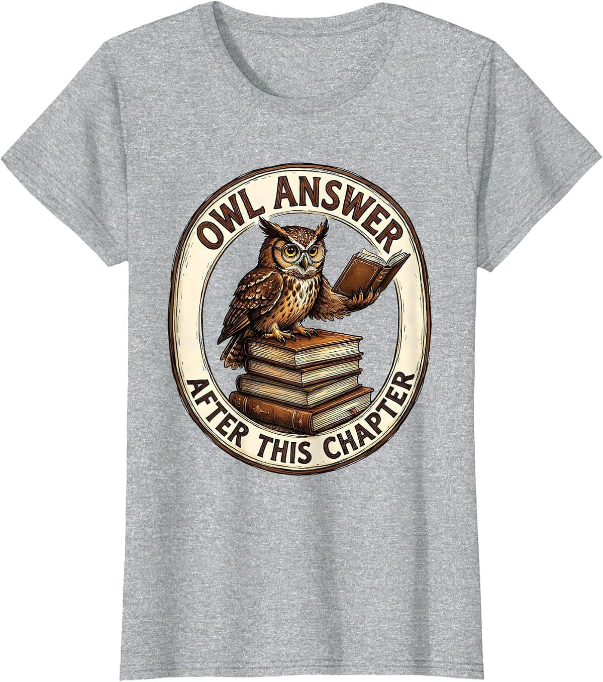 Owl Answer After This Chapter Funny Book Lover Student T-Shirt - Heather Grey