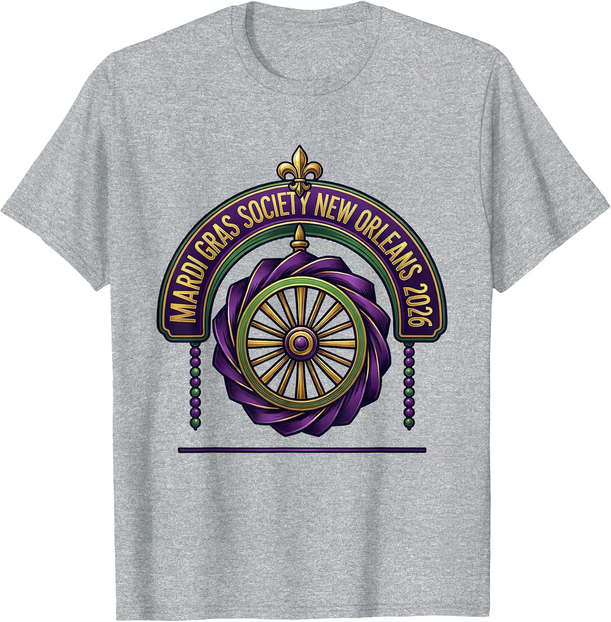 Men's Mardi Gras Society New Orleans 2026 Carnival Party Souvenir T-Shirt - Heather Grey