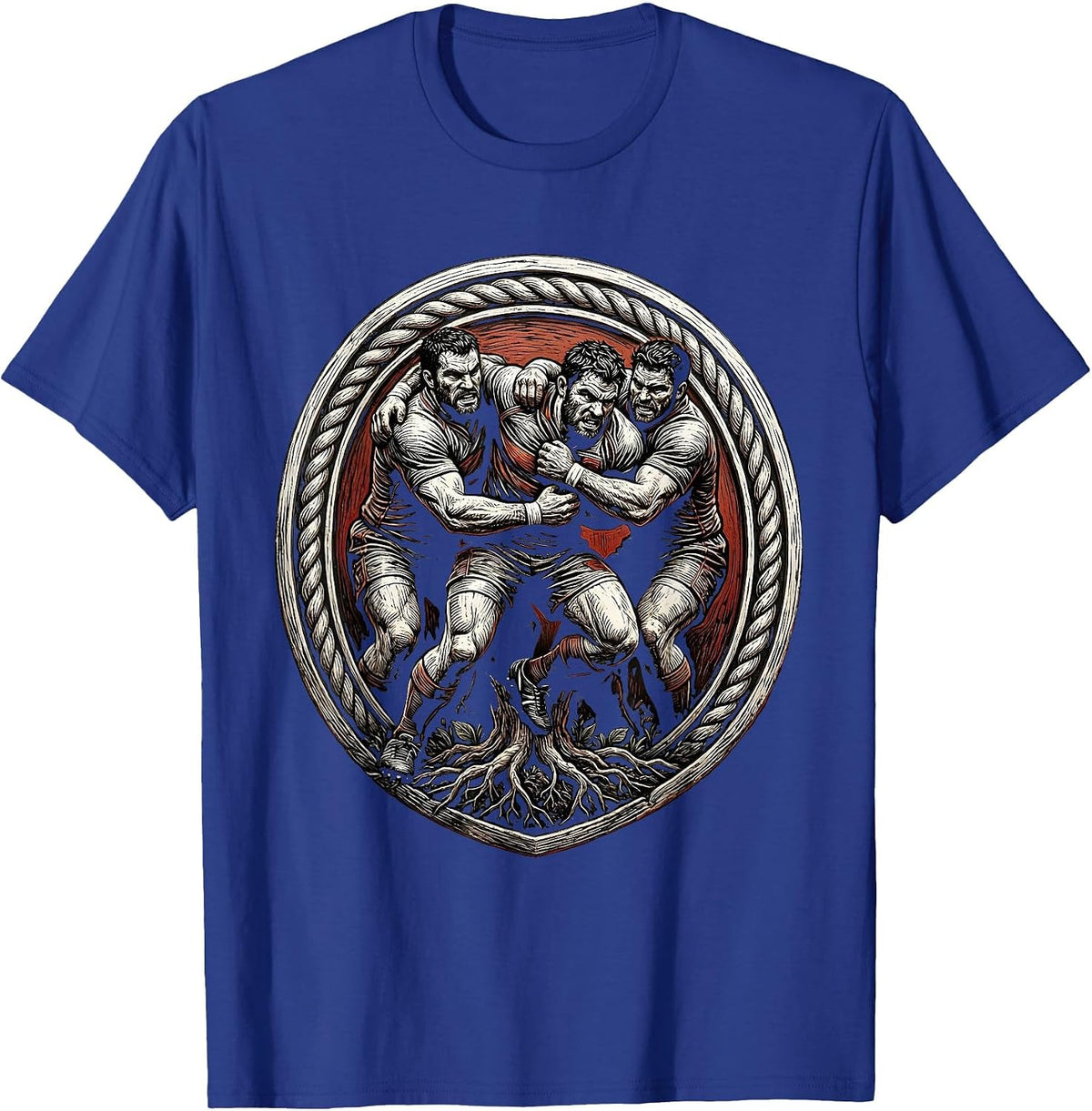 Men's Rugby Maul Formation Graphic Illustration T-Shirt - Royal Blue