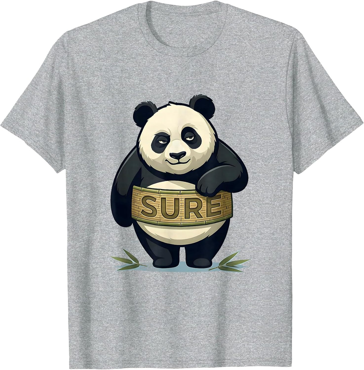 Men's Sure Cute Panda Mascot Animal Lover Humor Retro Novelty T-Shirt - Heather Grey