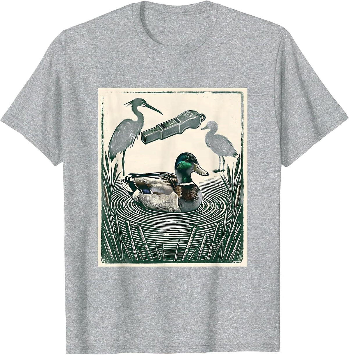 Men's Duck Call Bridge Rubber Stamp Duck Hunter Dad Gift T-Shirt - Heather Grey