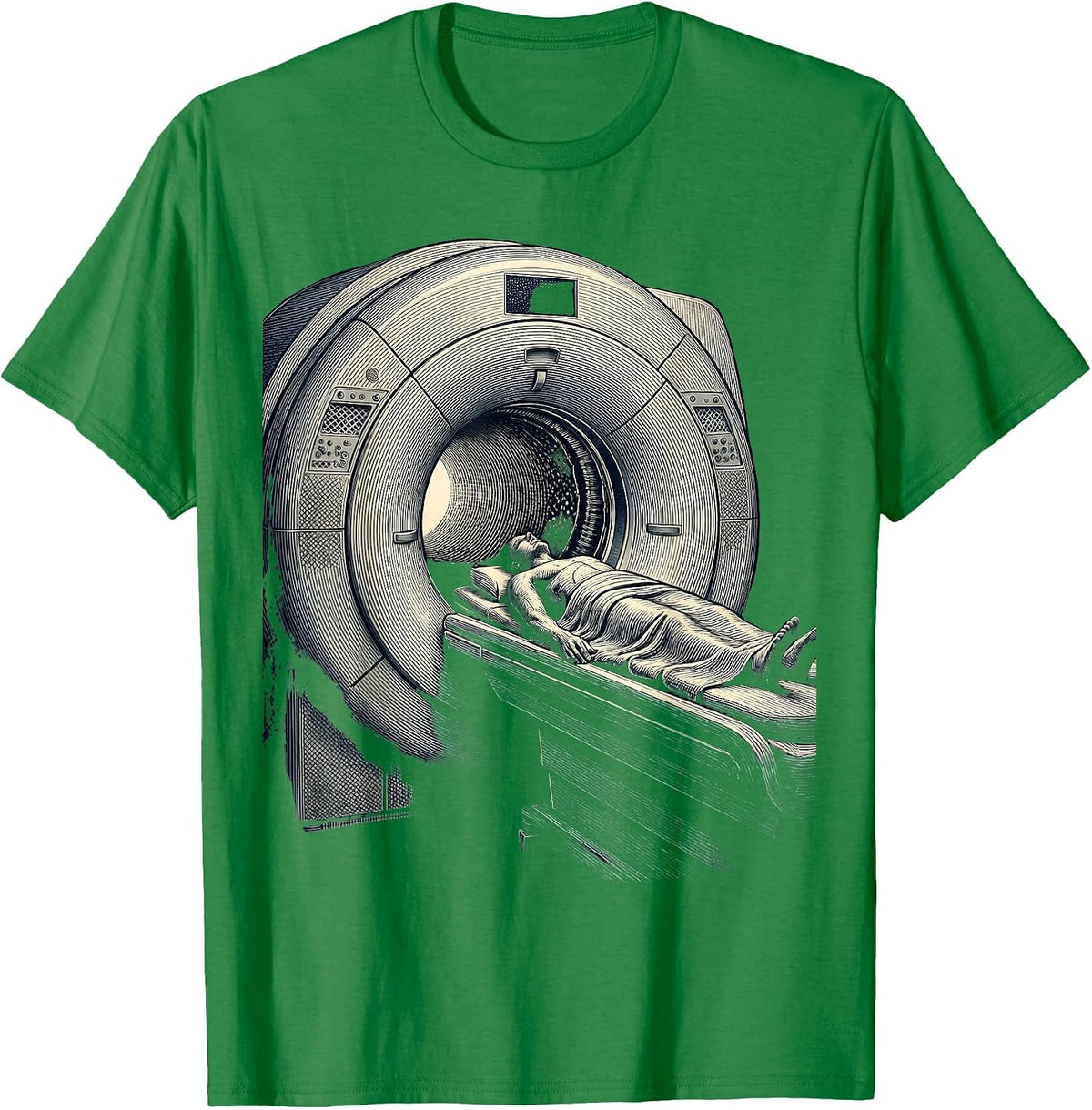 Men's MRI Machine Radiology Illustration Graphic Design T-Shirt - Kelly Green