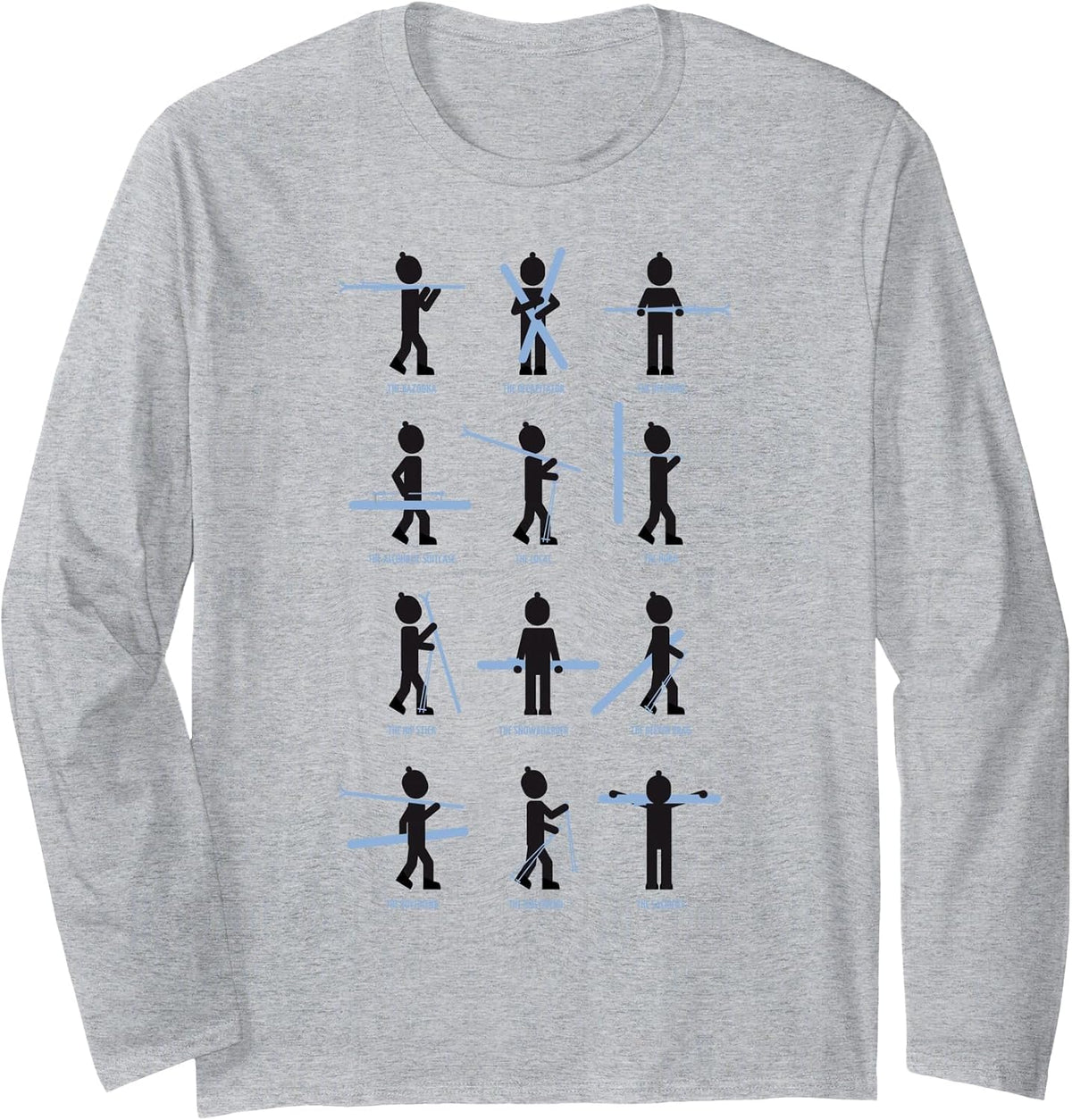 After Ski How to Carry Skis Types Hold ski Funny Holiday Long Sleeve T-Shirt - Adult Unisex Heather Grey